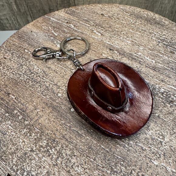 Western Leather Purse Charm Cowboy Hat Bag Charm Keychain NeW FAST SHIP - Picture 3 of 5